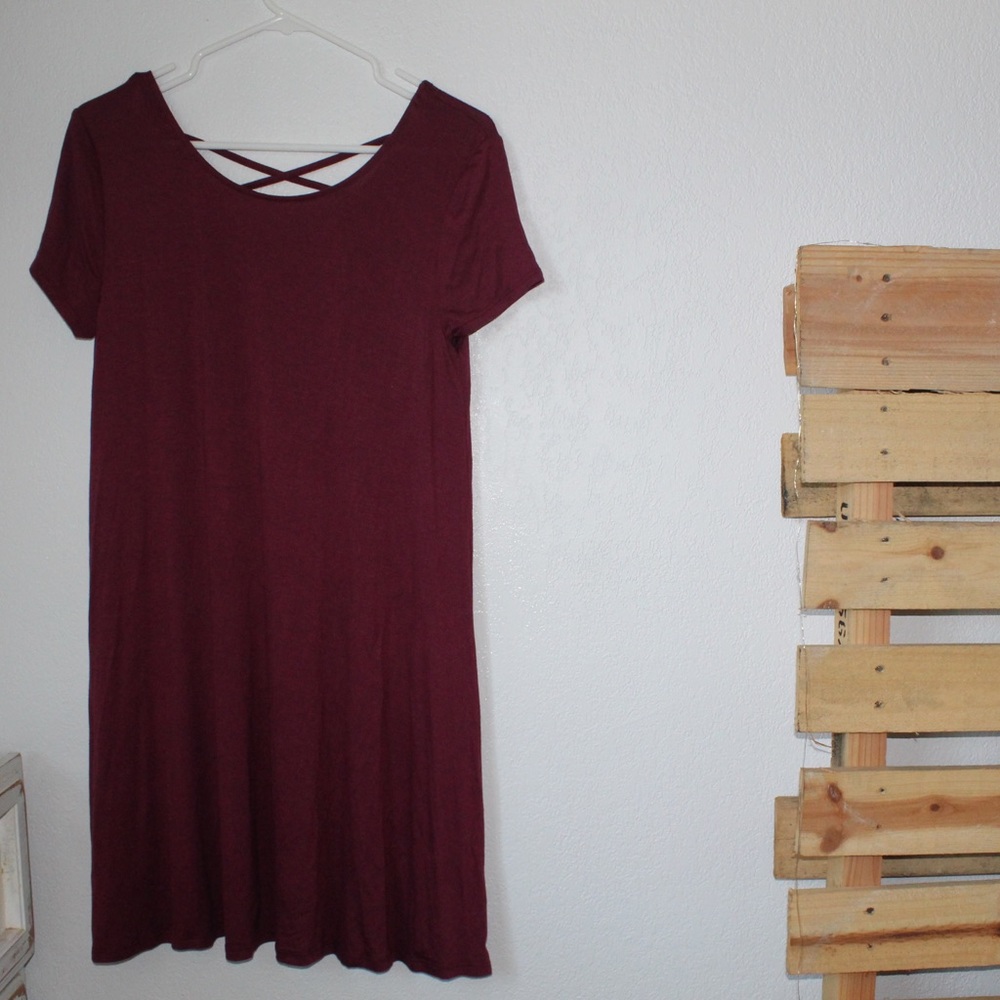 purple/burgundy t-shirt dress